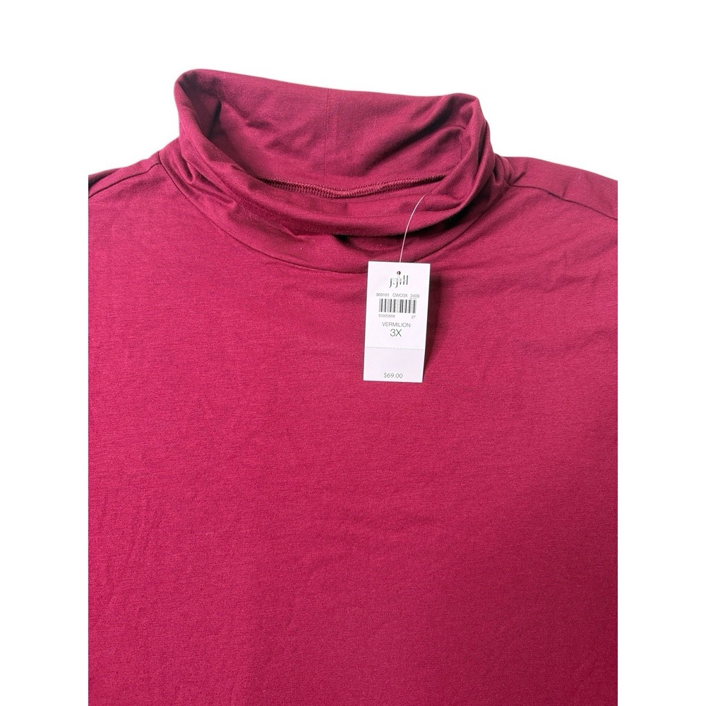 J Jill Top Luxe Supima Tunic Turtleneck Burgundy Minimalist Basic Soft Size 3XL